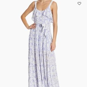 PAIGE Floral Ruffle Maxi Dress - Lavender and White